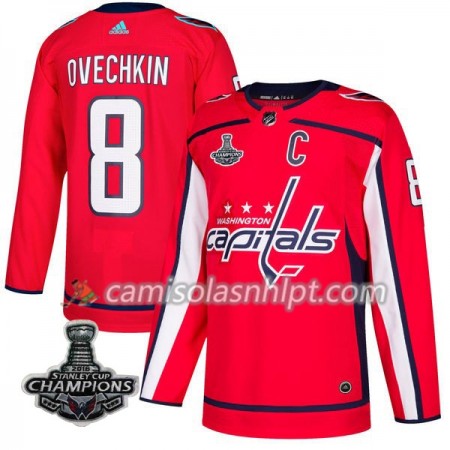 Camisola Washington Capitals Alex Ovechkin 8 2018 Stanley Cup Champions Adidas Vermelho Authentic - Homem